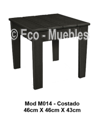 mesa de plastico de costado para cualquier uso, cuadrada y de características minimalistas